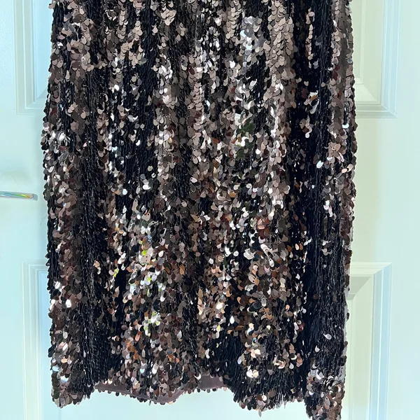 Vince Brown Sequin Shift Mini Dress Scoop Neck Racerback‎ Women’s Size 6 - Image 6