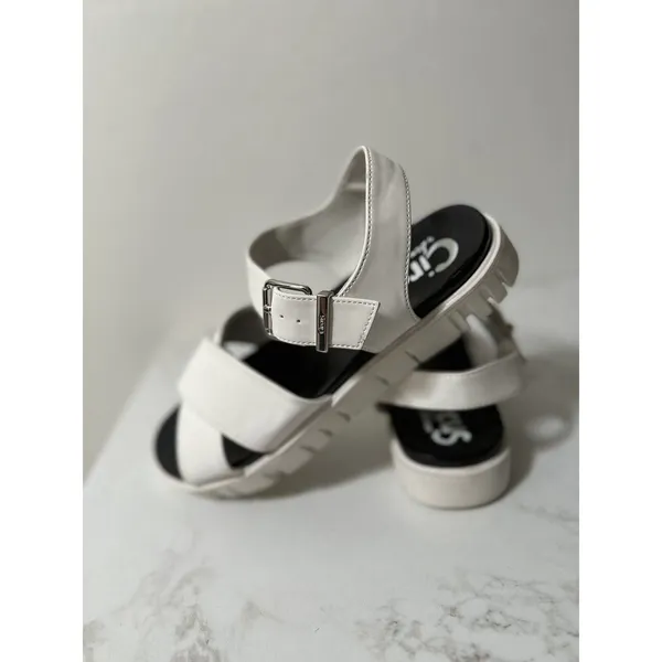 Circus by Sam Edelman Sandals Womens 9 White Cross Strap Platform Lug Sole - Image 7