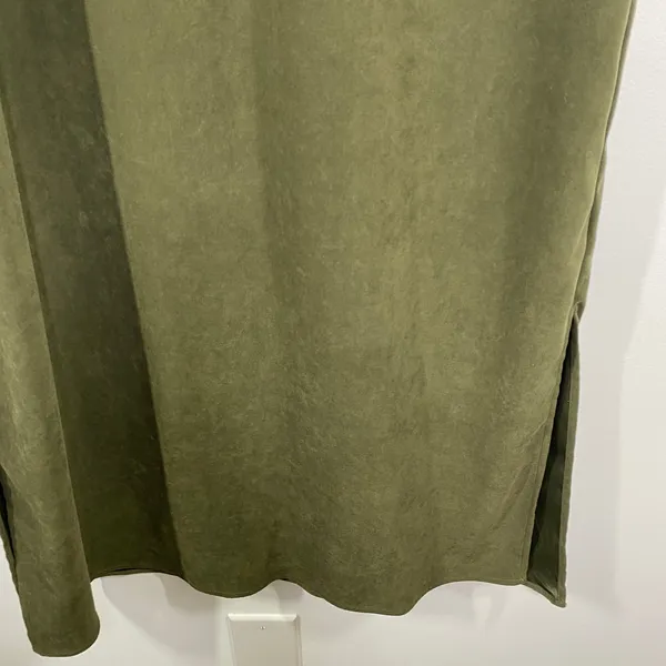 Amanda Smith Womens Y2K Green‎ Faux Suede Sleeveless Maxi Dress Size 14 Earthy - Image 3