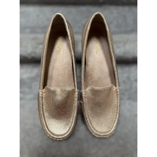 Vionic Debbie Metallic Loafers Women's 7.5 Rose Gold Comfort Orthotic Flats Chic - Image 8