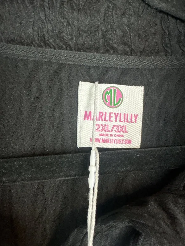 Marleylilly 2XL/3XL Cable Knit Popover Pullover Black Monogram NWT Plus Size - Image 2