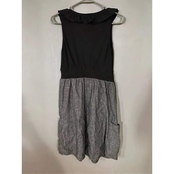 Be Bop Black And Gray Faux Button Ruffle Dress Size Medium - Image 2