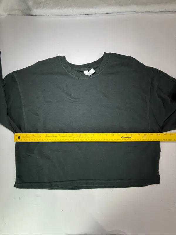 Zella Dark Green Boxy Cropped Scuba Crew Sweatshirt - Image 4