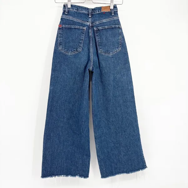 Urban Outfitters BDG Womens A-Wide High Rise Raw Hem‎ Wide Barrel Leg Blue Denim Jeans Size 24 - Image 7
