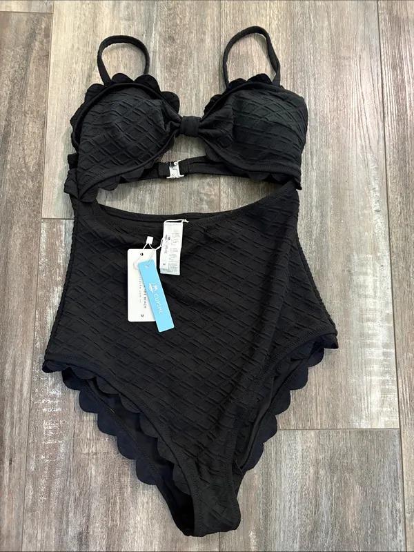 Cupshe scallop trim black swimsuit medium NEW - Image 3