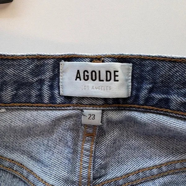 AGOLDE Fran Jeans Women 23 Light Blue High Rise Straight Leg Button Fly A9157C - Image 4