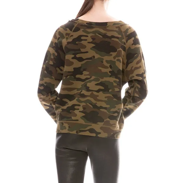 NILI LOTAN Luka Camouflage‎ French Cotton-Terry Sweatshirt Size XS - Image 2