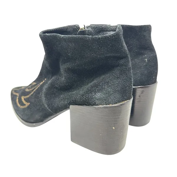 Matisse Vox Western Embroidered‎ Bootie in Black Suede Heeled Women's Size US 10 - Image 7