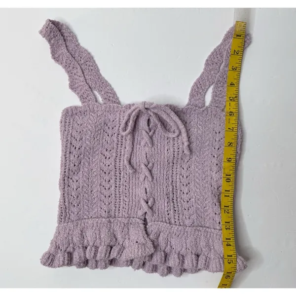 Urban Outfitters Tank Top Womens Girls Size XS Purple Ruffle Cottage Fairy‎ Knit - Image 2