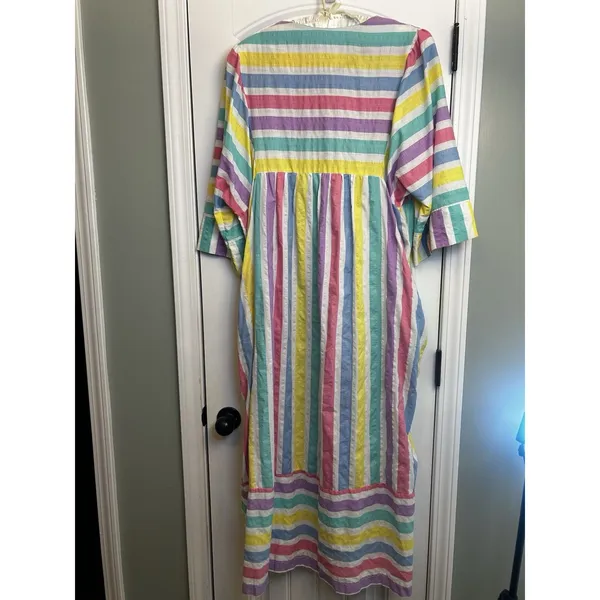 Styled by Saybury Women’s Rainbow Stripe Maxi Dress Pockets Boho Size XL Vintage - Image 11