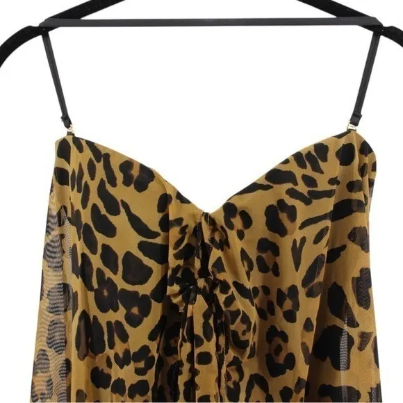 Lauren Ralph‎ Lauren Leopard Print Halter Swim Suit Dress One Piece Resort M - Image 3