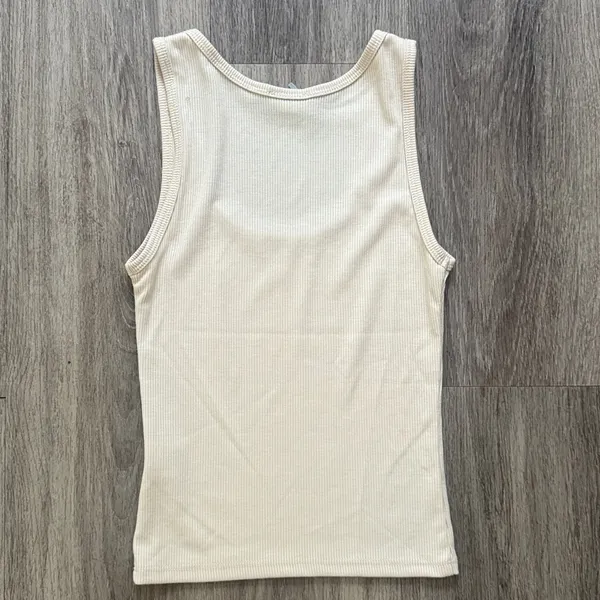White Fox Cream Ribbed Tank Top - Image 2