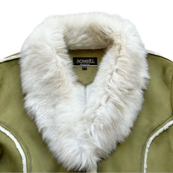 🔃Novelti Adorable Junior Green Faux Suede Faux Fur Jacket - Image 5