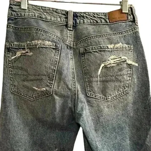 American Eagle Women's Tomgirl Distressed Boyfriend Jeans Size‎ 4 waist 28 Blue - Image 9