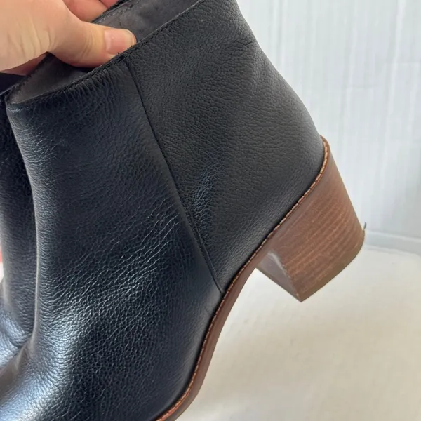 Seychelles Black Leather Ankle Boots Womens 7.5 Fall Boho Booties Stacked Heels - Image 7
