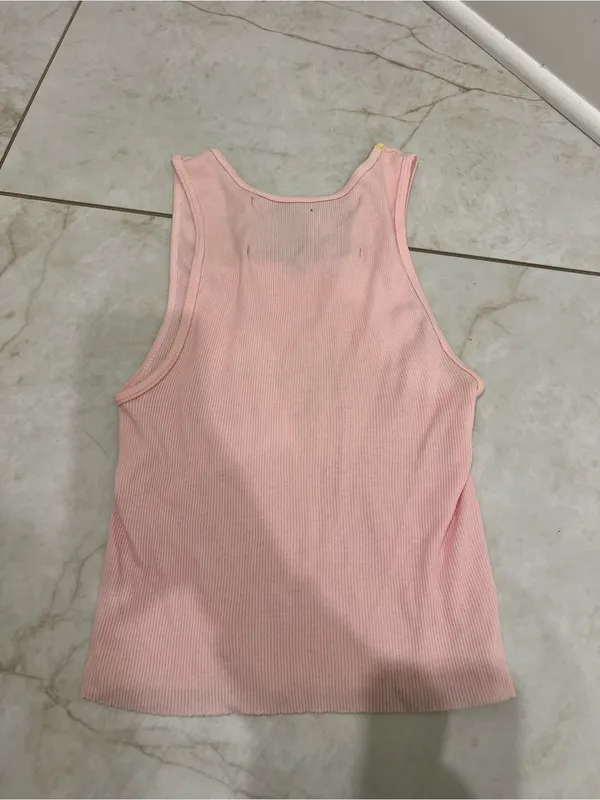 RILEY Pink Ribbed Tank Top Size Medium - Image 3