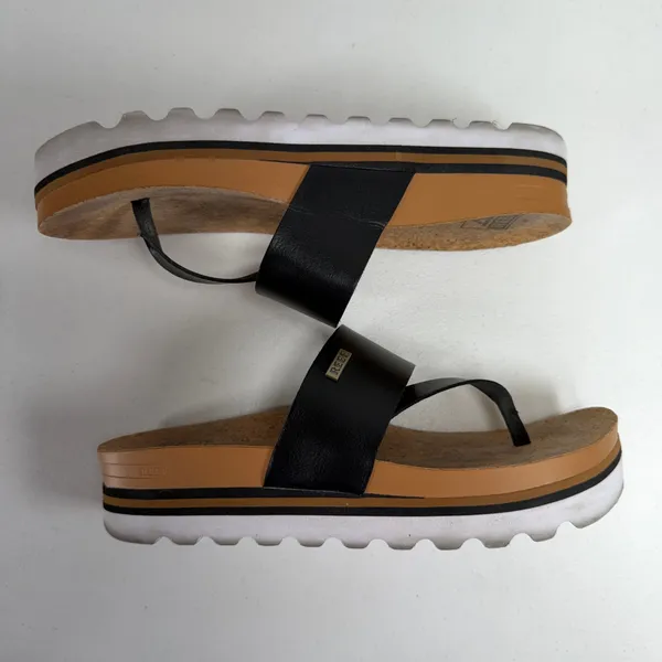 Reef 8 Cushion Sol Hi Black Cork Platform Thong Sandal Beach Casual Flatform - Image 2