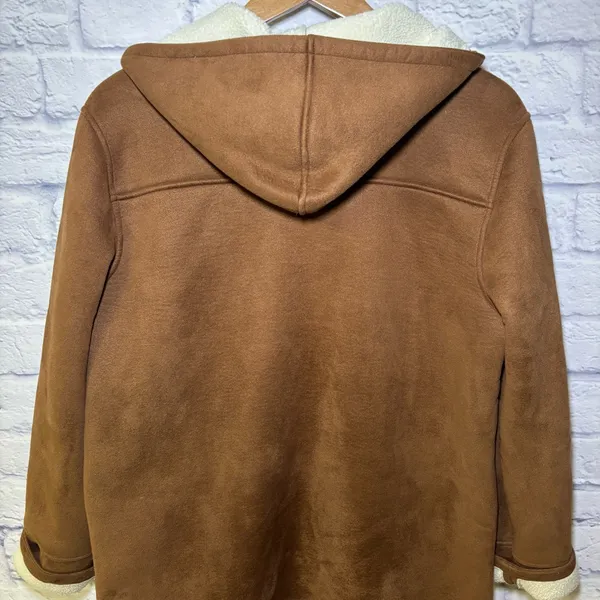 Lauren Ralph Lauren Dry Goods Jacket Sherpa Lined Hooded Coat Brown Women Large - Image 9