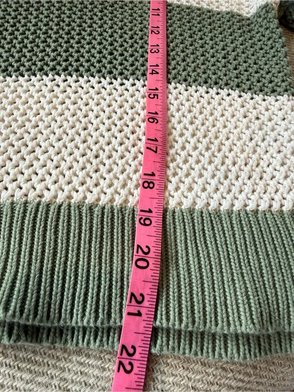 Z Supply Olive and Cream Striped Open-Knit Crew Sweater - Image 6