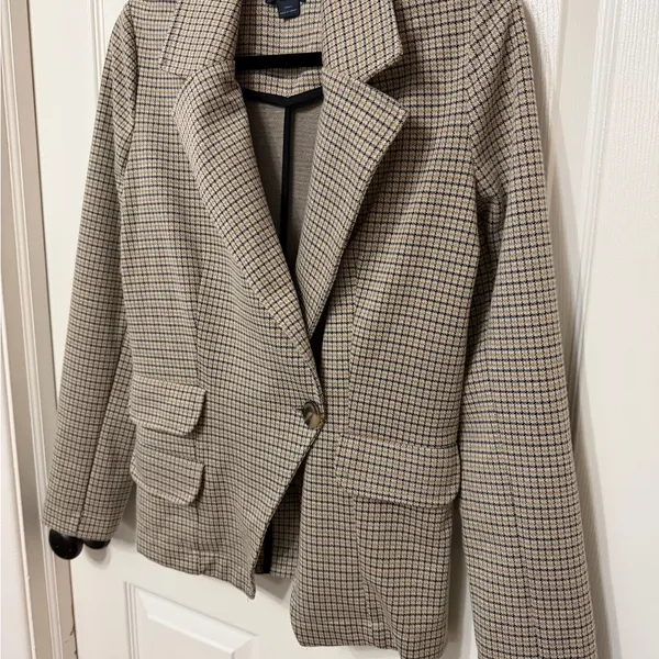 Anthropologie Maeve Houndstooth Print‎ Collegiate Knit Blazer Size XS - Image 5