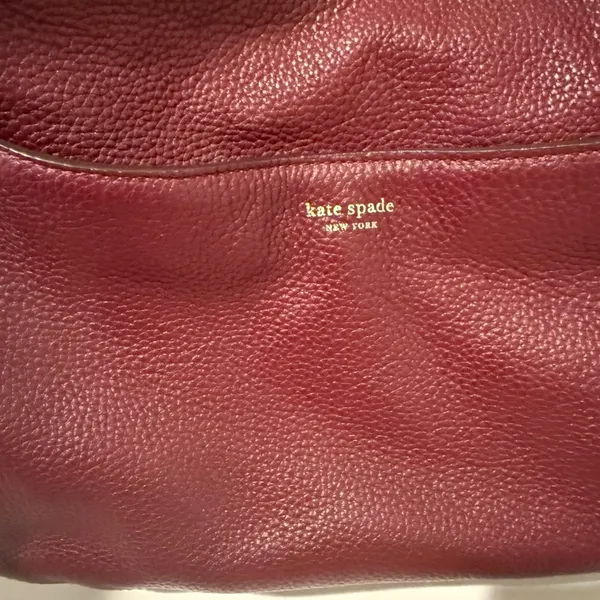 Kate Spade Polly Medium Leather Shoulder Hobo Bag Cherrywood Burgundy Wine - Image 9