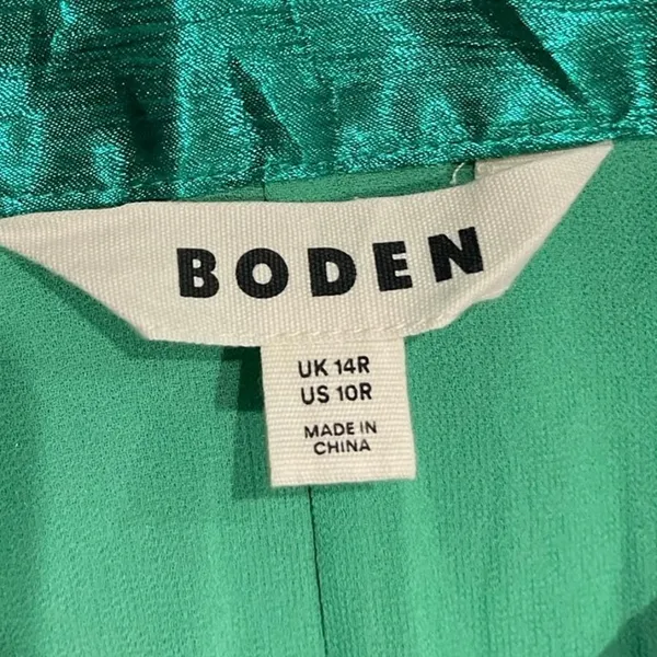 Boden Camilla Metallic Emerald Green Pleated Midi Skirt 10 Party Whimsigoth Chic - Image 2