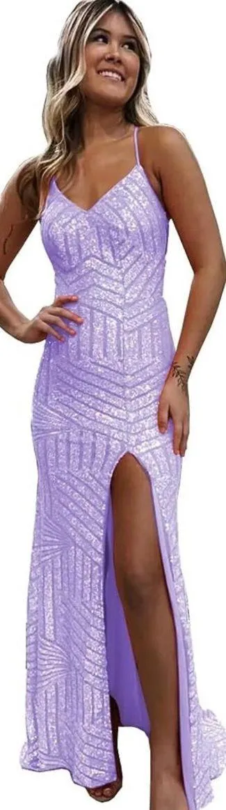 Long Lavender Prom Dress - Image 3