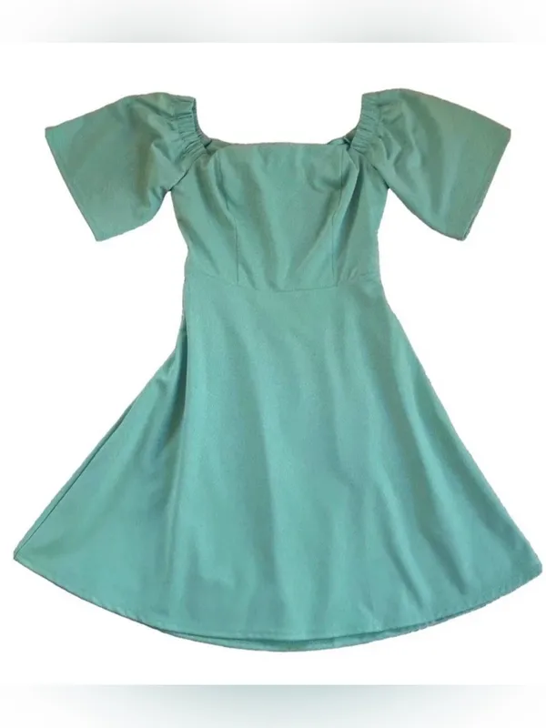 ASOS Mint Aqua Open Back Bow Mini Dress Coquette regency Fit Flare Size NWT 6 - Image 2