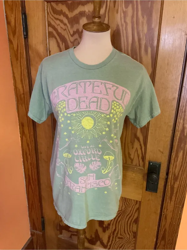 Grateful Dead Oxford Circle San Francisco Junk Food Tee Small Green Psychedelic - Image 4