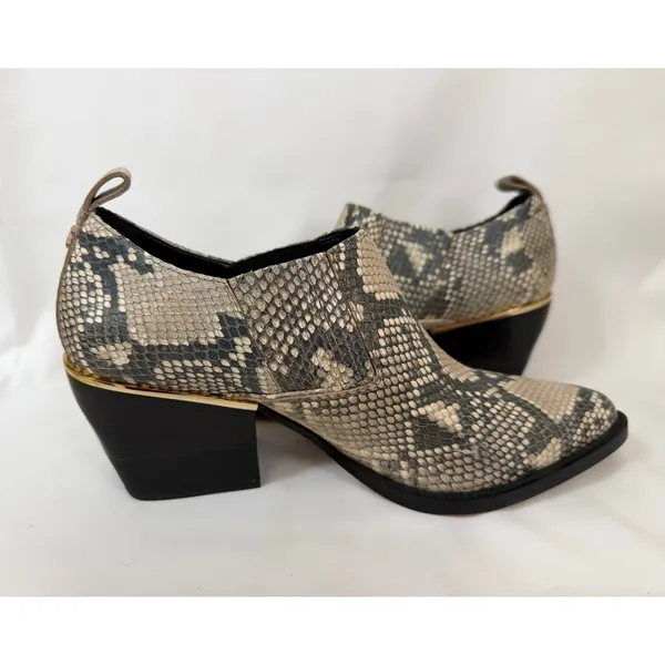 DKNY Snakeskin Embossed Leather Shooties Grey Python Block Heel Boots  7.5 - Image 3