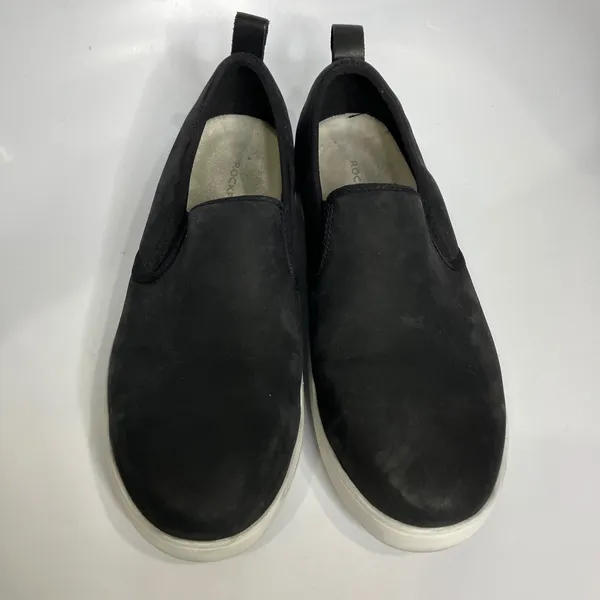 Rockport works black leather loafers slip on‎ shoes women's size 8W casual - Image 4