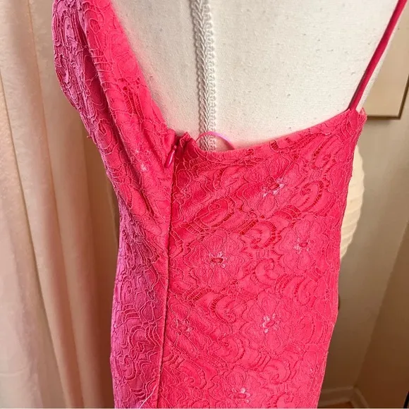 NSR Hot Pink Lace Midi Dress Sleeveless Lined Size‎ L NWOT - Image 5