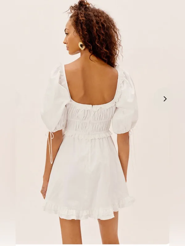 For Love & Lemons Jackson White Ruffle lace Babydoll Mini Dress size XS $198 - Image 4