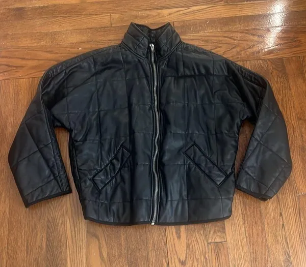 Free People Dolman Quilted Jacket Black Leather - Image 3
