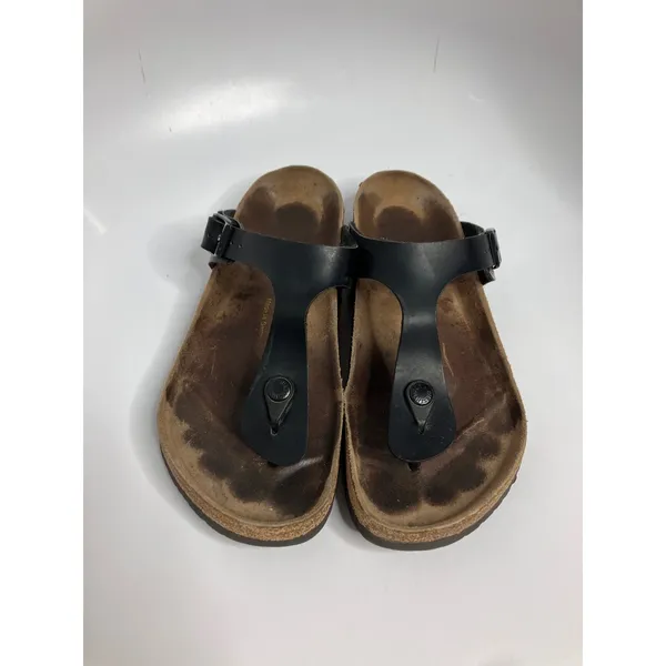 Birkenstock Gizeh Sandals Womens 40 Black Fair Thong Cork Footbed T-Strap - Image 2