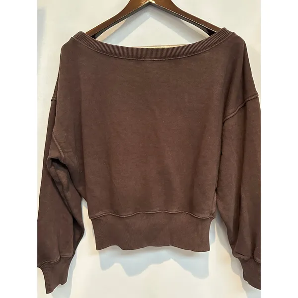 Women’s Aerie Brown Cropped Sweatshirt Size M - Image 4