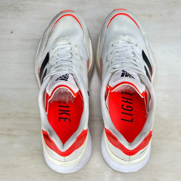 Adidas Adizero Boston 10 Womens 9 Running Shoes White Solar Red FY4080 Sneaker - Image 4