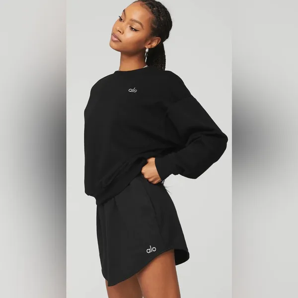 Alo Yoga NWT Accolade Crew Neck Pullover Black Size M Oversized - Image 3