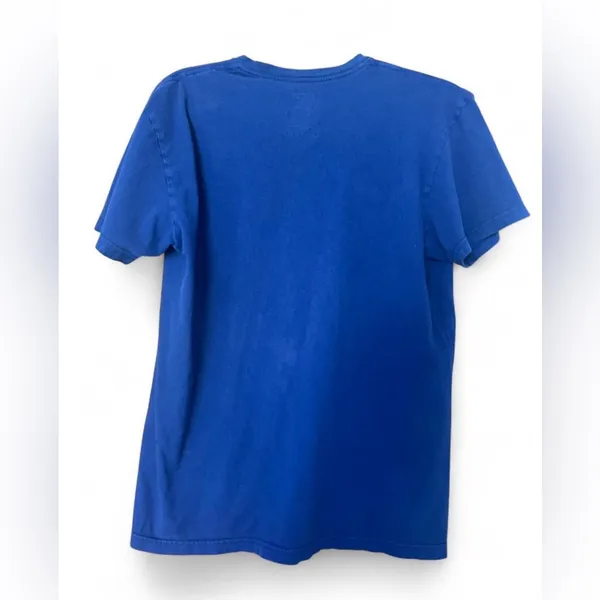Ralph Lauren Blue V-Neck Polo Shirt with Pink Logo Classic Fit, Likely Women’s/Unisex Medium - Image 2