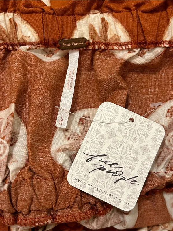 Free People Leanna Bandeau Tube Maxi Dress In Brick Combo Cotton NWT Size Large - Image 13