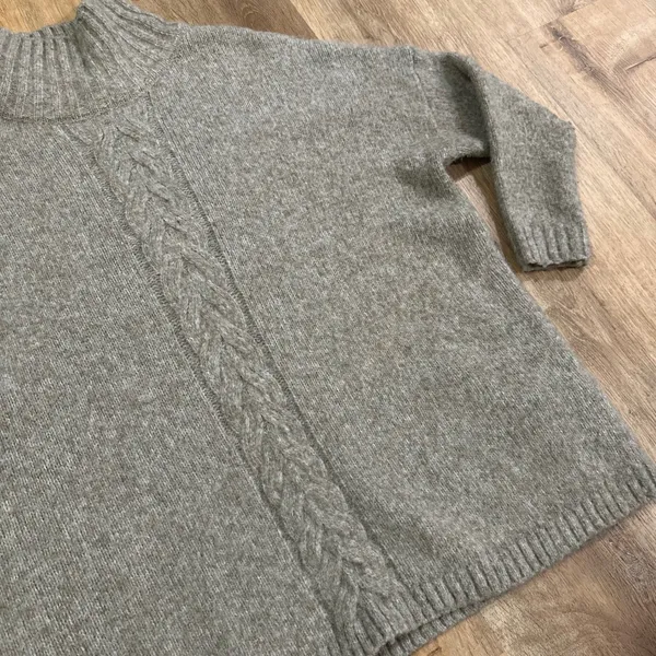FRENCH CONNECTION | Oversized Cable Knit Mock‎ Neck Alpaca Wool Sweatshirt, XS - Image 3