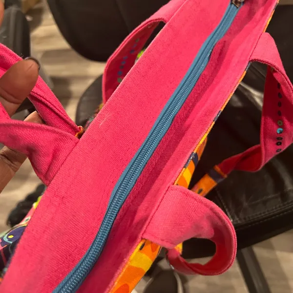 Bright Pink Multicolor Canvas Tote - Image 8