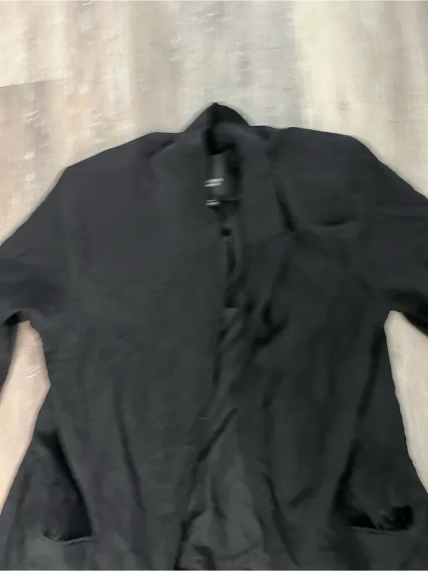 Simply Vera Wang Womens XL Black Draped Open Front Boyfriend Blazer 3/4 Sleeve - Image 8
