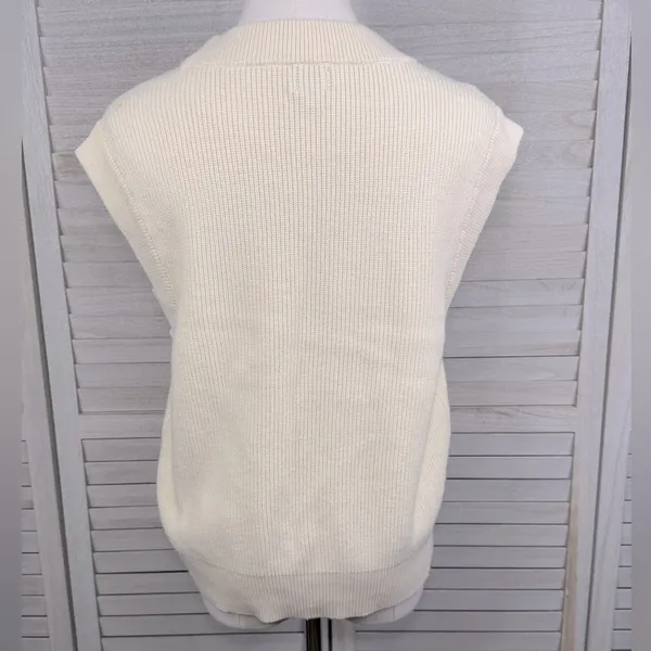 A NEW DAY Sleeveless Mock Neck Knit Sweater Cream-Large - Image 2