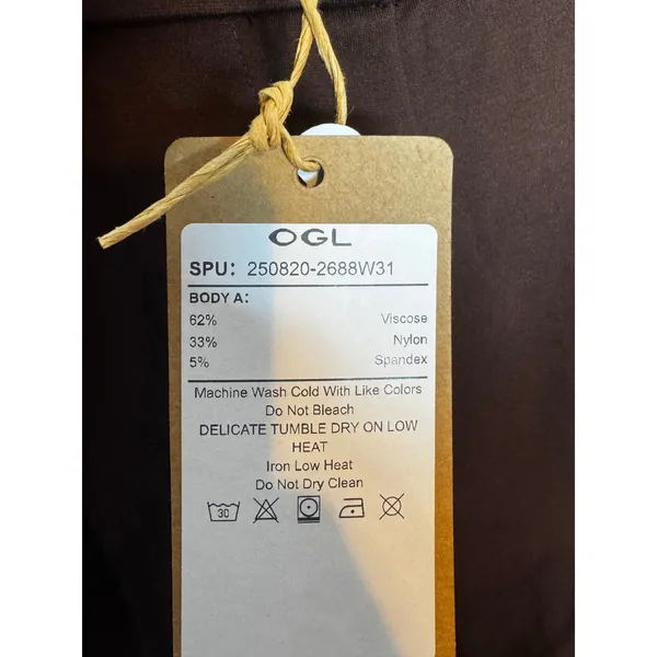 OGLmove Brown Pleated Wide Leg Palazzo Pants Trousers Size Large L New NWT - Image 3