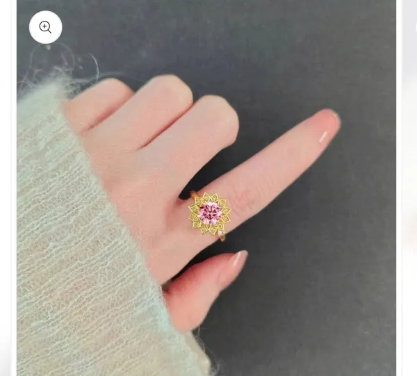 Dainty Sunflower Anxiety Fidget Spinner Ring in Solid Copper Gold - Image 2