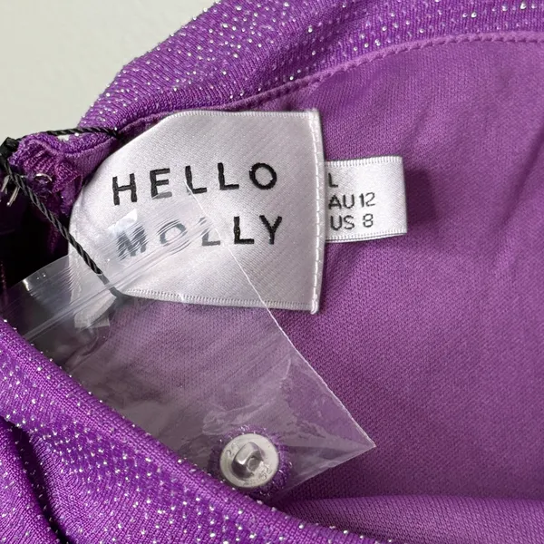 NWT Hello Molly Fabulous Spark Halter Glitter Maxi Dress Purple Women’s Size 8 - Image 12