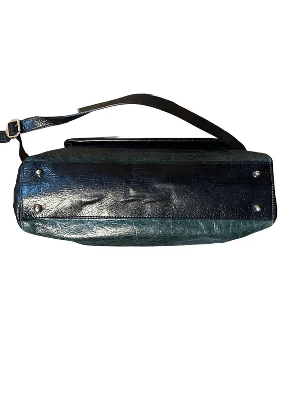 Pulicati Green & Black Crinkled Leather Cross Body Bag - Image 4