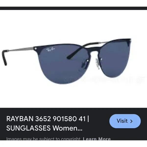 Rayban 3652 Women’s Black‎ Wire Rimless Sunglasses - Image 2