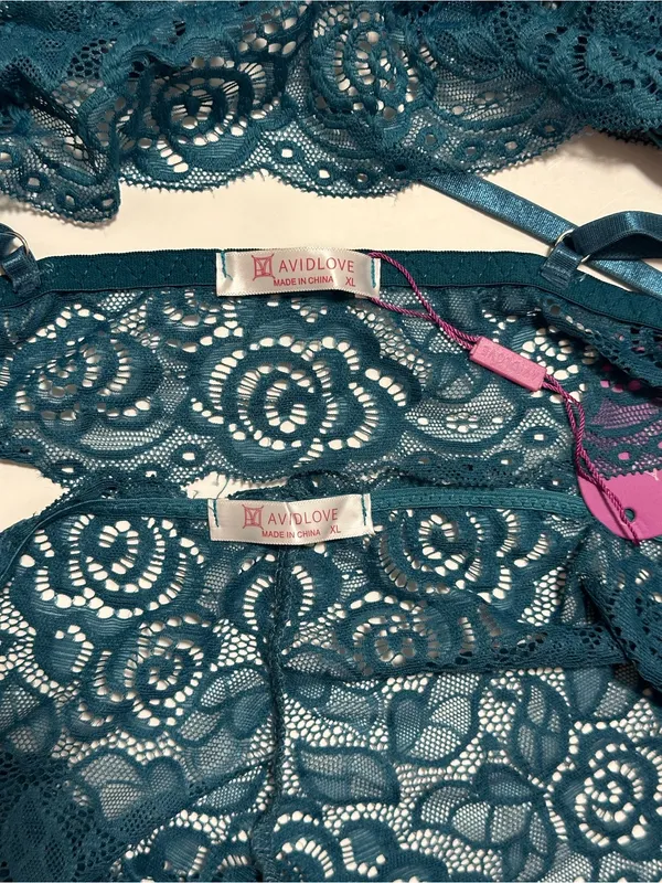 Avidlove Lace Bralette & Boyshort Set in Teal - Image 4